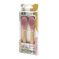Cucchiaini in Silicone con Bambù - 2pz Deep PINK /confezione/